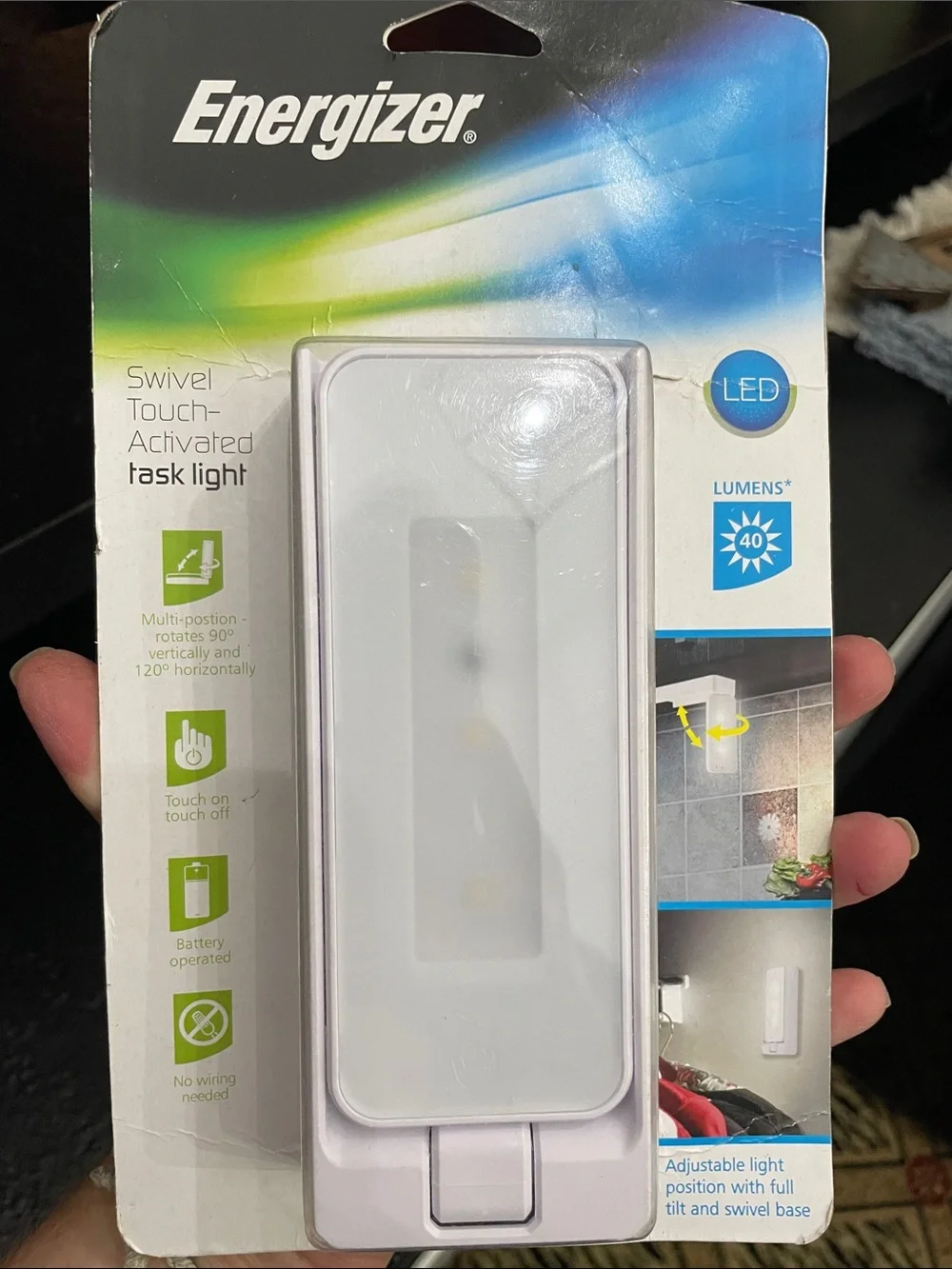 Energizer White LED Swivel Touch-Activated Task Light